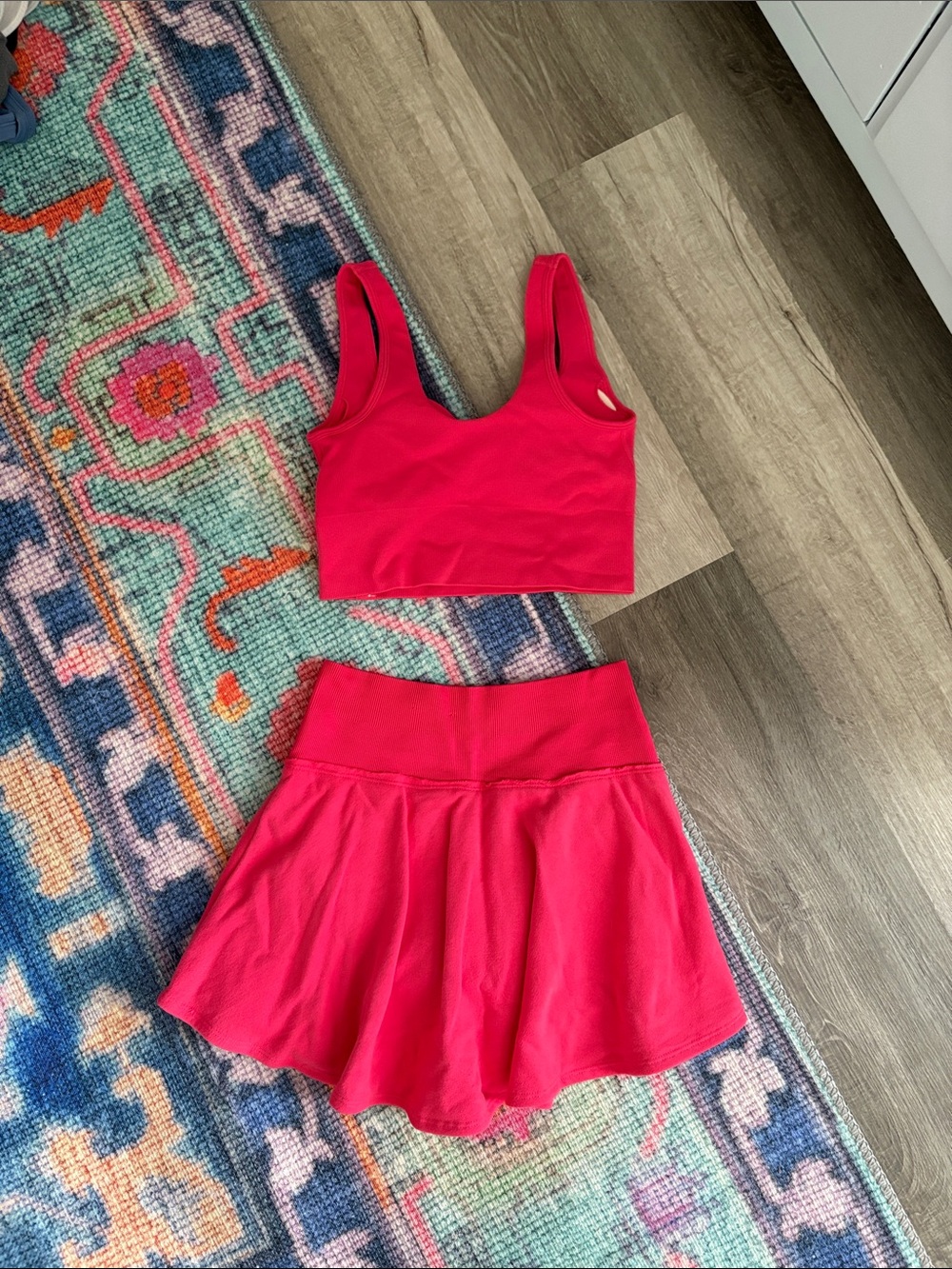 JoyLab Hot Pink Sports Bra Top and Skirt Set - Picture 2 of 3